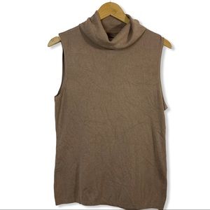 Sleeveless Tan Turtleneck Top